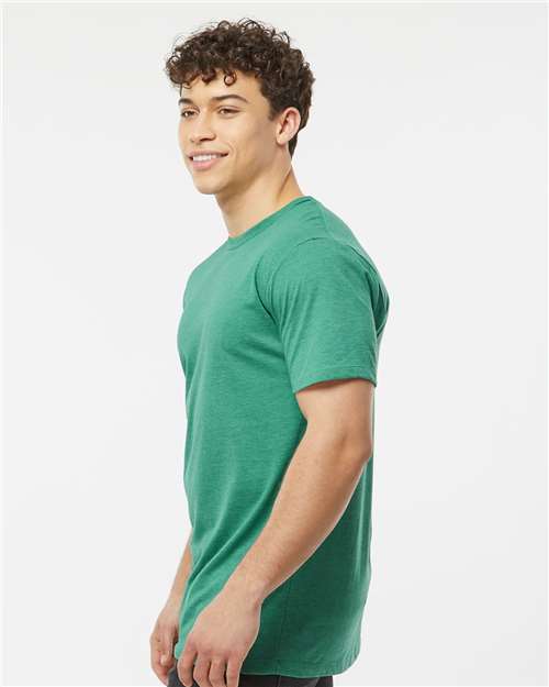 Tultex 541 Men's Premium Cotton Blend T-Shirt - Kelly Heather - model side