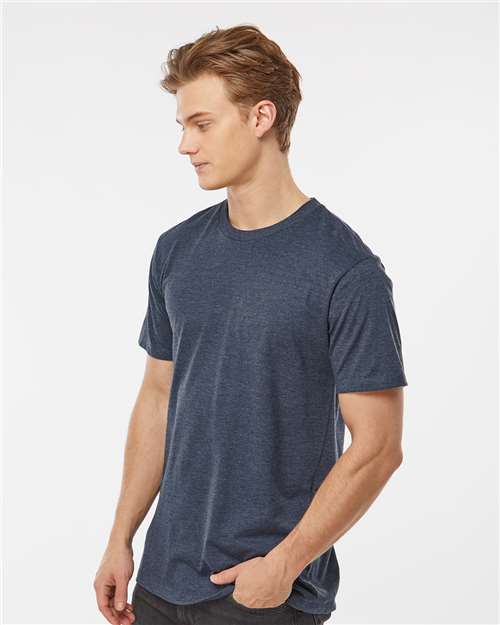 Tultex 541 Men's Premium Cotton Blend T-Shirt - Navy Heather - model side