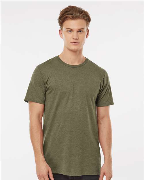 Tultex 541 Men's Premium Cotton Blend T-Shirt - Olive Heather - model front
