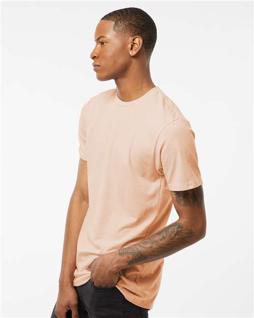 Tultex 541 Men's Premium Cotton Blend T-Shirt - Peach Heather - model side