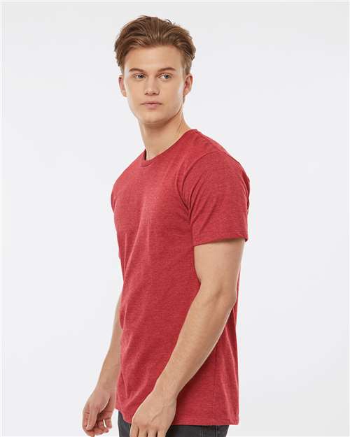 Tultex 541 Men's Premium Cotton Blend T-Shirt - Red Heather - model side