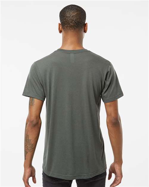Tultex 207 Men's Poly-Rich V-Neck T-Shirt - Charcoal - model back
