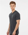 Tultex 207 Men's Poly-Rich V-Neck T-Shirt - Heather Charcoal - model side