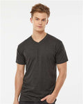 Tultex 207 Men's Poly-Rich V-Neck T-Shirt - Heather Graphite - model front