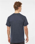 Tultex 207 Men's Poly-Rich V-Neck T-Shirt - Heather Navy - model back