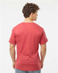 Tultex 207 Men's Poly-Rich V-Neck T-Shirt - Heather Red - model back