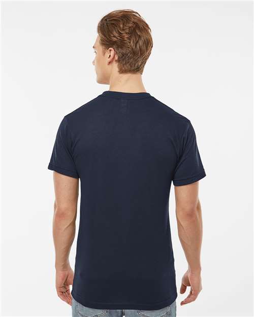 Tultex 207 Men's Poly-Rich V-Neck T-Shirt - Navy - model back