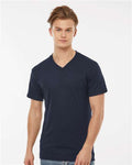 Tultex 207 Men's Poly-Rich V-Neck T-Shirt - Navy - model front