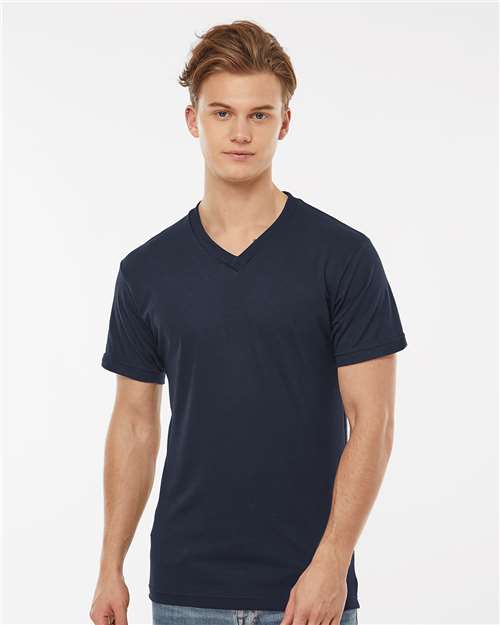 Tultex 207 Men's Poly-Rich V-Neck T-Shirt - Navy - model front