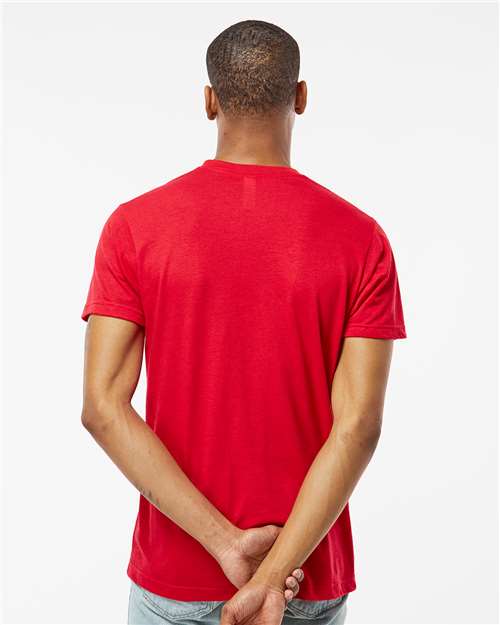 Tultex 207 Men's Poly-Rich V-Neck T-Shirt - Red - model back