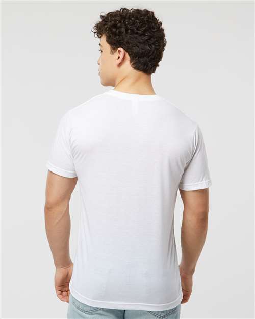 Tultex 207 Men's Poly-Rich V-Neck T-Shirt - White - model back