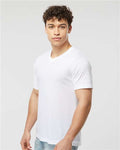 Tultex 207 Men's Poly-Rich V-Neck T-Shirt - White - model side