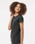 Tultex 542 Women's Premium Cotton Blend T-Shirt - Black Heather - model side