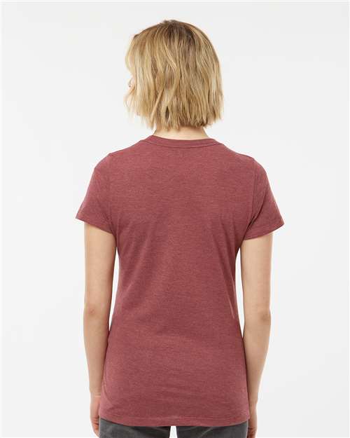 Tultex 542 Women's Premium Cotton Blend T-Shirt - Burgundy Heather - model back