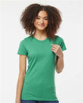 Tultex 542 Women's Premium Cotton Blend T-Shirt - Kelly Heather - model front