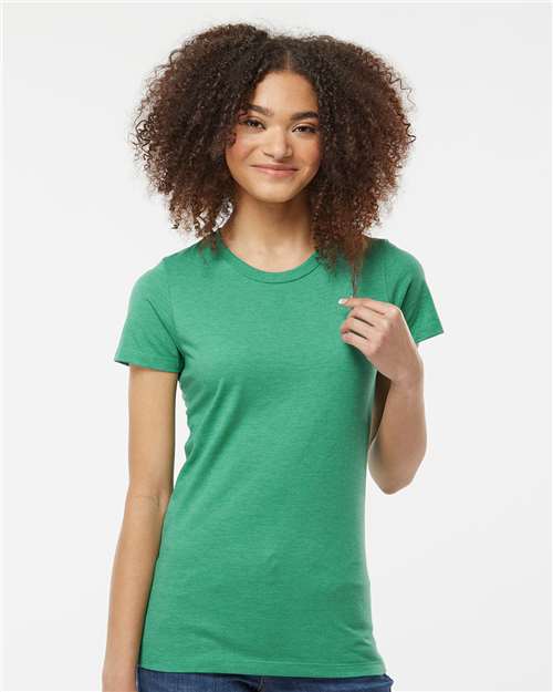 Tultex 542 Women's Premium Cotton Blend T-Shirt - Kelly Heather - model front