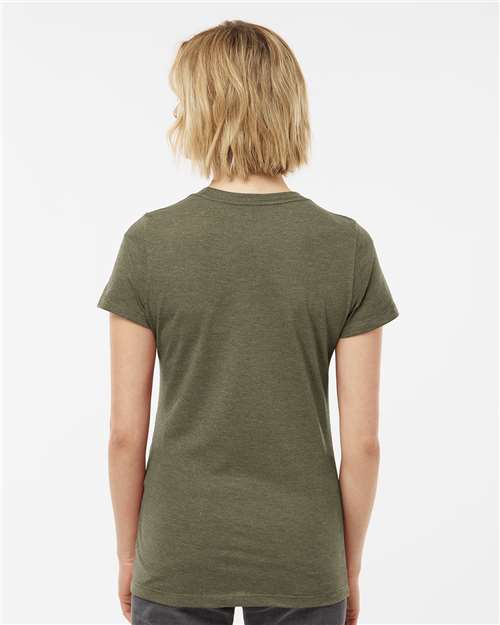 Tultex 542 Women's Premium Cotton Blend T-Shirt - Olive Heather - model back