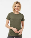 Tultex 542 Women's Premium Cotton Blend T-Shirt - Olive Heather - model front