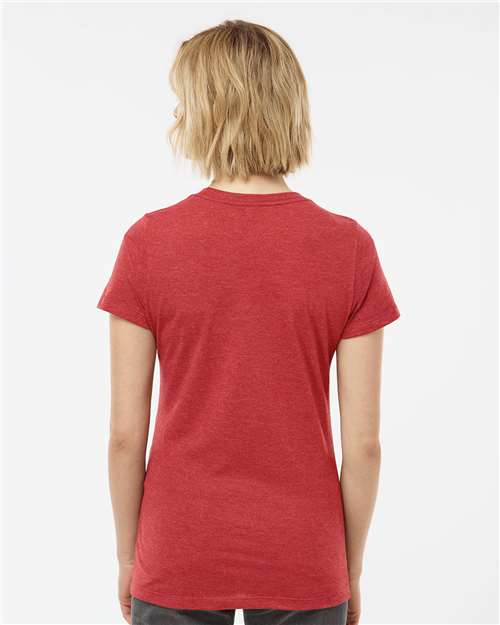 Tultex 542 Women's Premium Cotton Blend T-Shirt - Red Heather - model back