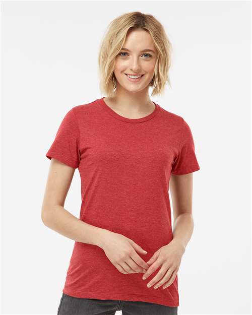 Tultex 542 Women's Premium Cotton Blend T-Shirt - Red Heather - model front
