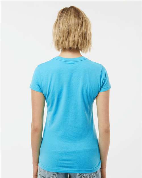 Tultex 213 Women's Fine Jersey Slim Fit T-Shirt - Aqua - model back