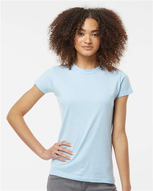 Tultex 213 Women's Fine Jersey Slim Fit T-Shirt - Baby Blue - model front