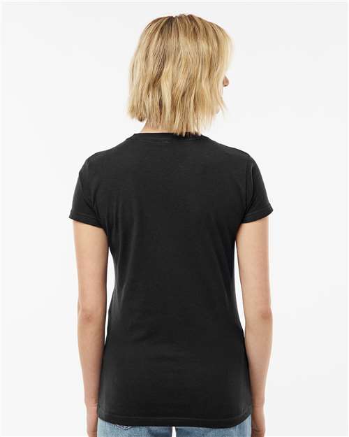 Tultex 213 Women's Fine Jersey Slim Fit T-Shirt - Black - model back