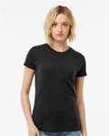 Tultex 213 Women's Fine Jersey Slim Fit T-Shirt - Black - model front