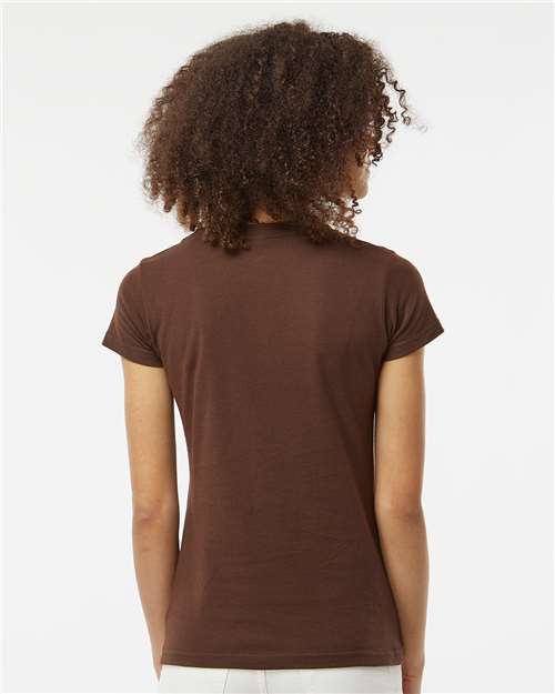 Tultex 213 Women's Fine Jersey Slim Fit T-Shirt - Brown - model back
