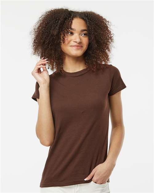 Tultex 213 Women's Fine Jersey Slim Fit T-Shirt - Brown - model front