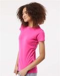 Tultex 213 Women's Fine Jersey Slim Fit T-Shirt - Fuchsia - model side
