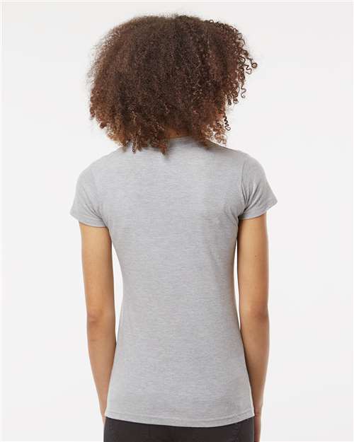 Tultex 213 Women's Fine Jersey Slim Fit T-Shirt - Heather Grey - model back