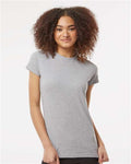 Tultex 213 Women's Fine Jersey Slim Fit T-Shirt - Heather Grey - model front
