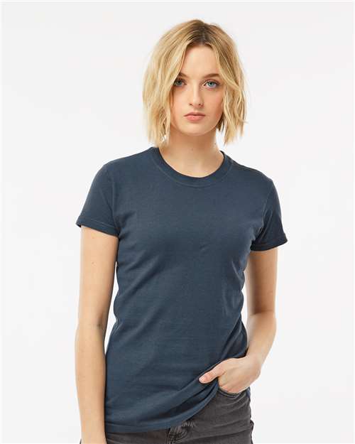 Tultex 213 Women's Fine Jersey Slim Fit T-Shirt - Indigo - model front