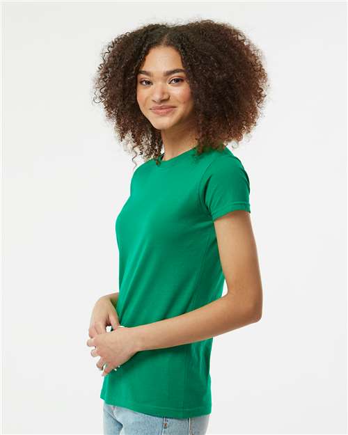 Tultex 213 Women's Fine Jersey Slim Fit T-Shirt - Kelly Green - model side