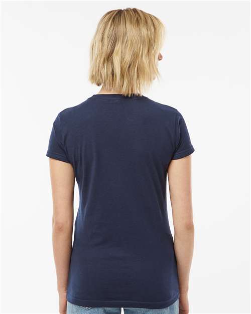 Tultex 213 Women's Fine Jersey Slim Fit T-Shirt - Navy - model back