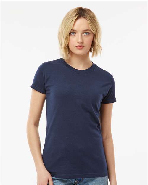 Tultex 213 Women's Fine Jersey Slim Fit T-Shirt - Navy - model front
