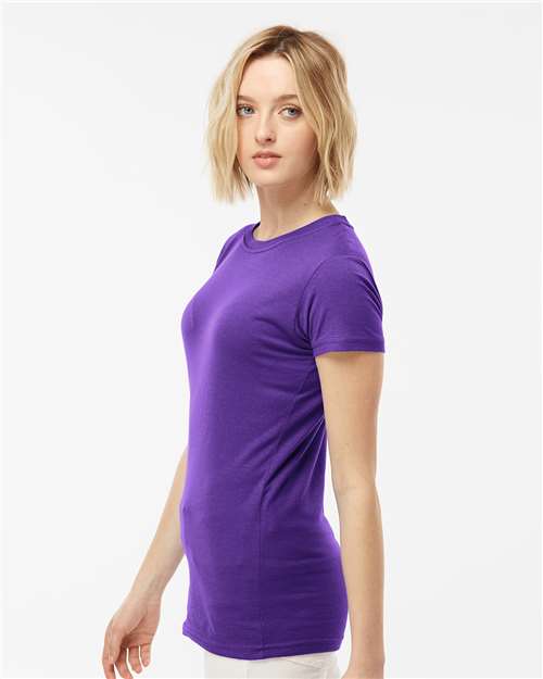 Tultex 213 Women's Fine Jersey Slim Fit T-Shirt - Purple - model side