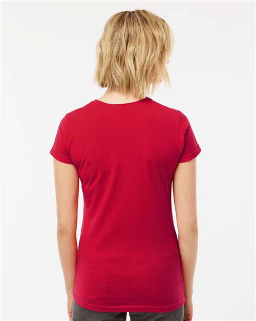 Tultex 213 Women's Fine Jersey Slim Fit T-Shirt - Red - model back