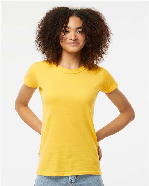 Tultex 213 Women's Fine Jersey Slim Fit T-Shirt - Sunshine - model front