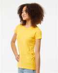 Tultex 213 Women's Fine Jersey Slim Fit T-Shirt - Sunshine - model side