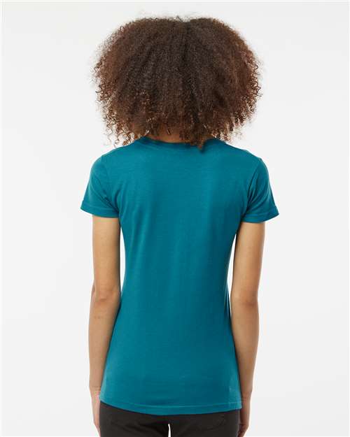 Tultex 213 Women's Fine Jersey Slim Fit T-Shirt - Teal - model back