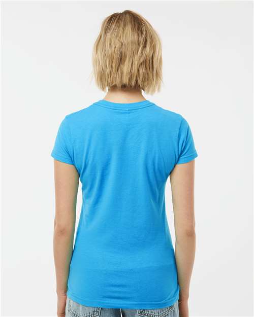 Tultex 213 Women's Fine Jersey Slim Fit T-Shirt - Turquoise - model back