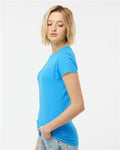 Tultex 213 Women's Fine Jersey Slim Fit T-Shirt - Turquoise - model side