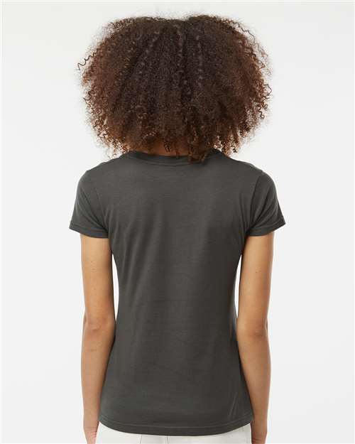 Tultex 214 Women's Fine Jersey V-Neck T-Shirt - Charcoal - model back