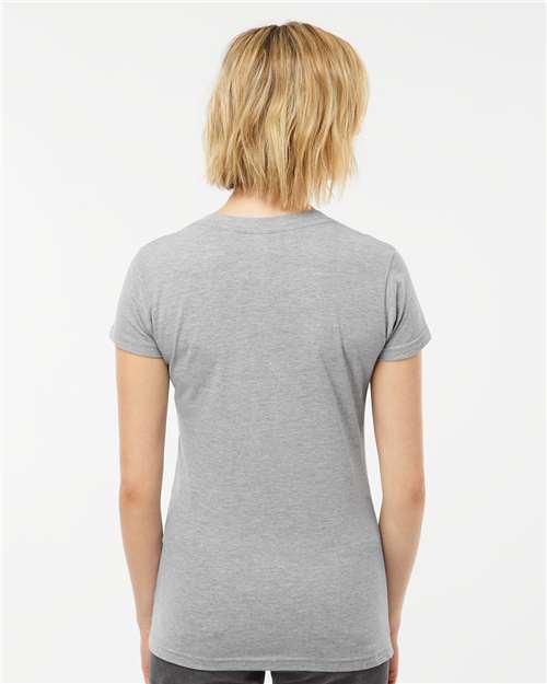 Tultex 214 Women's Fine Jersey V-Neck T-Shirt - Heather Grey - model back