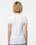 Tultex 214 Women's Fine Jersey V-Neck T-Shirt - White - model back