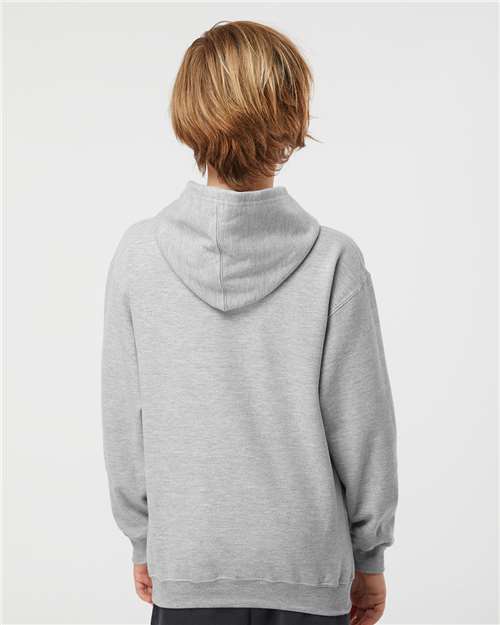 Tultex 320Y Youth Hooded Sweatshirt - Heather Grey - model back