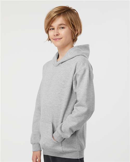 Tultex 320Y Youth Hooded Sweatshirt - Heather Grey - model side