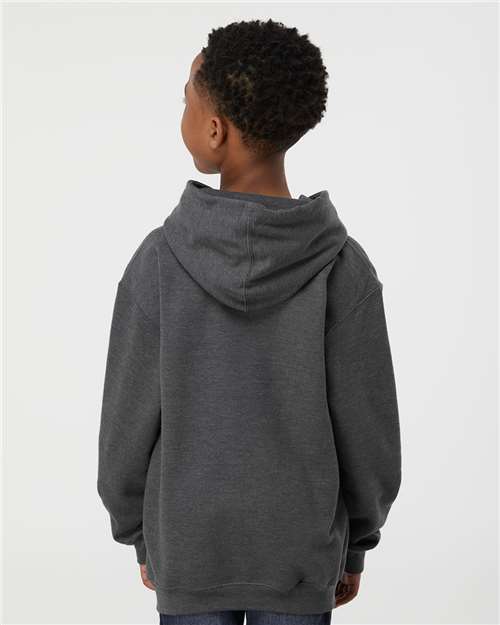 Tultex 320Y Youth Hooded Sweatshirt - Heather Charcoal - model back
